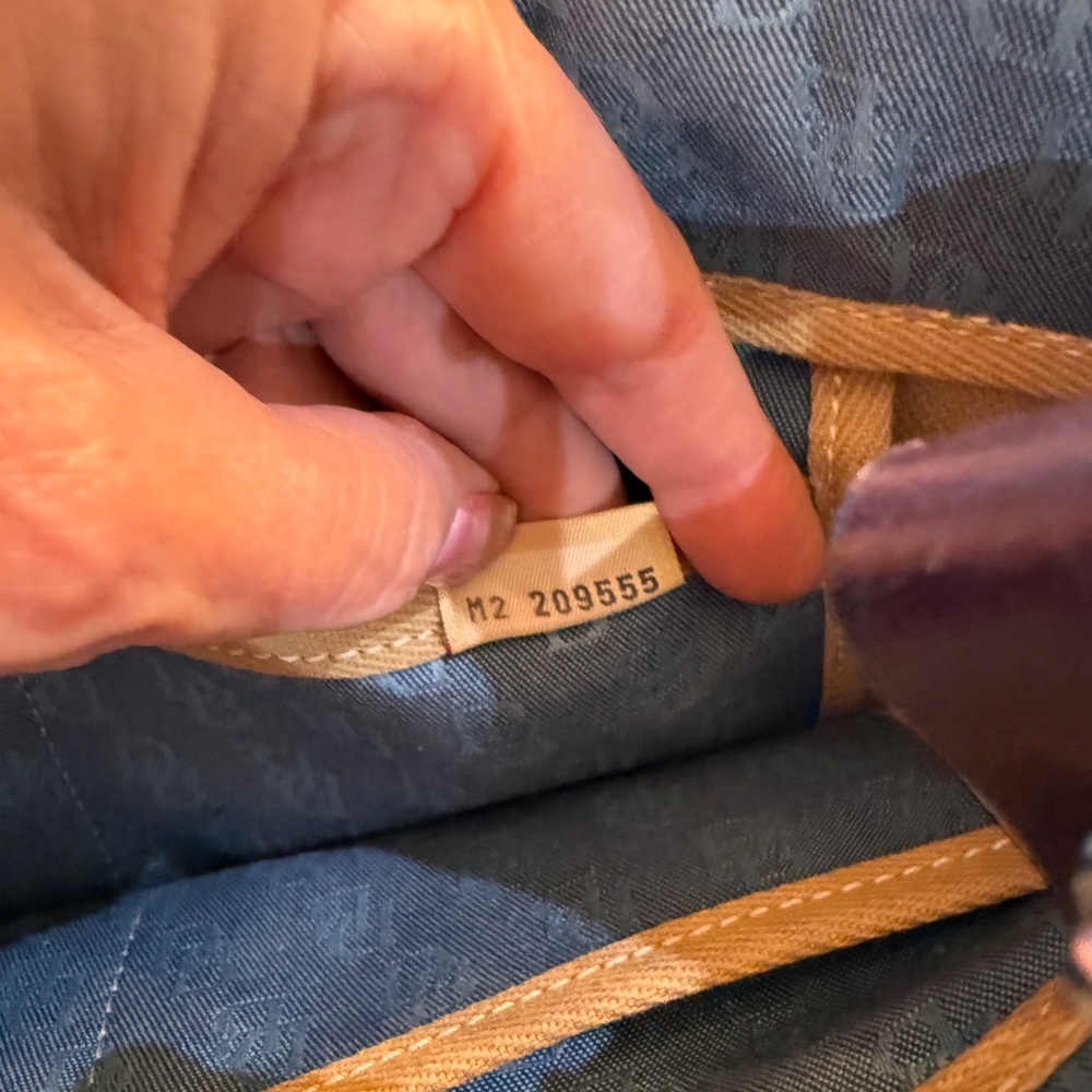 Dooney & Bourke Blue Monogram Canvas Tote with Brown Leather Trim - Picture 5 of 8